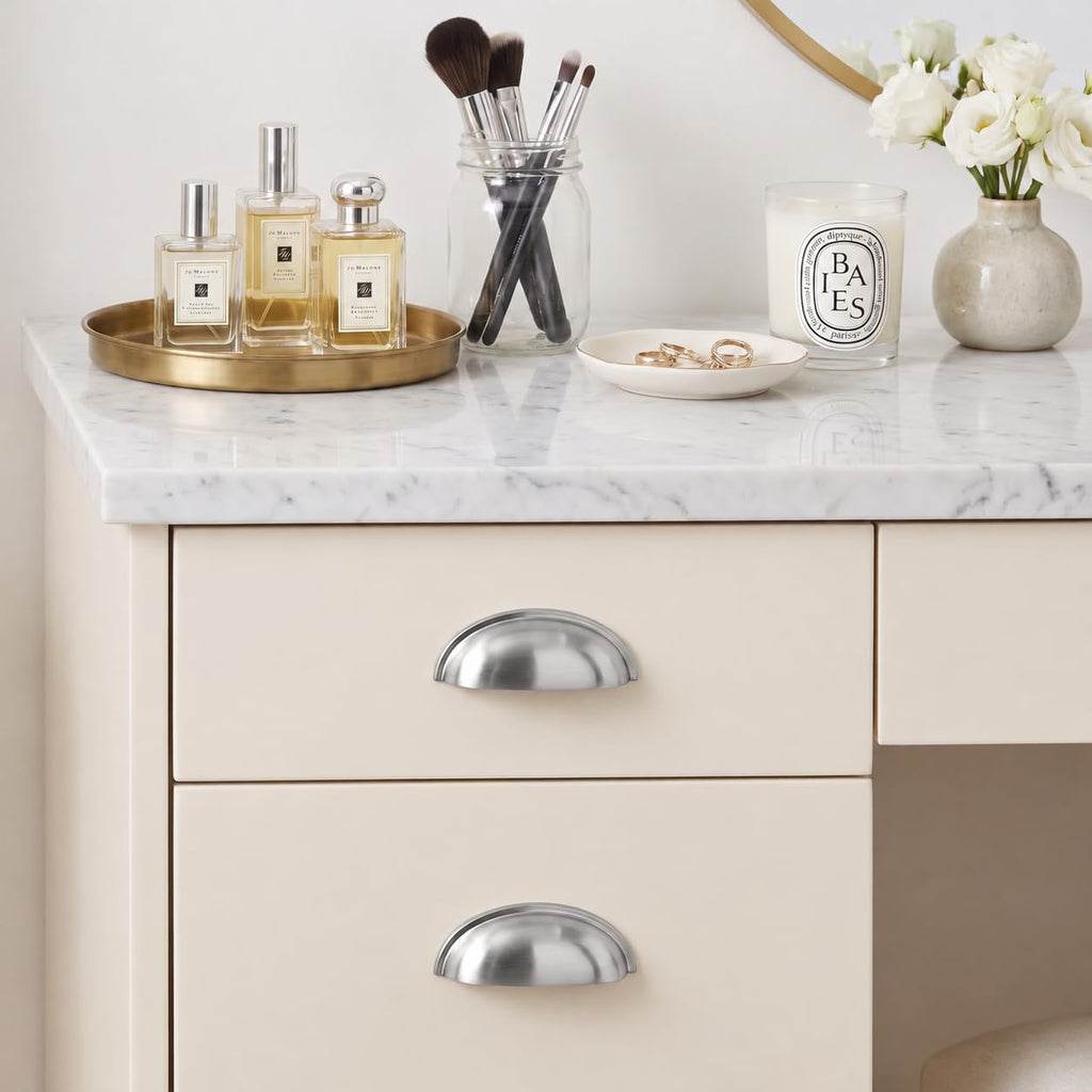 10 Pack 3-3/4" Drawer Pulls Brushed Satin Nickel Cabinet Cup Pulls Kitchen Hardware Cabinet Handles Drawer Handles