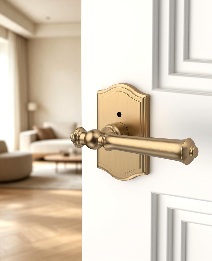 6 Pack Champagne Bronze Privacy Interior Door Handles