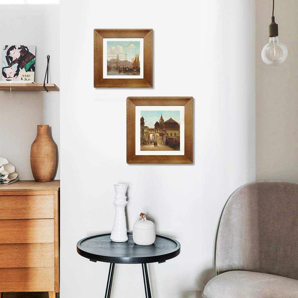 10x10 Wooden Picture Frames, Rustic Square Photo Frame Made of Solid Wood and Plexiglass for Wall Hanging and Table