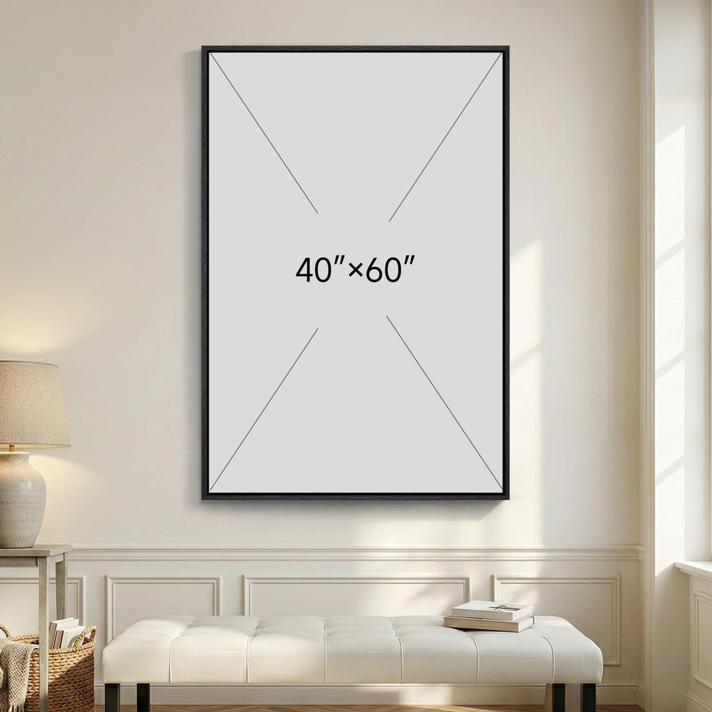 Extra Large Framed Brown Abstract Wall Art, Vertical 40x60