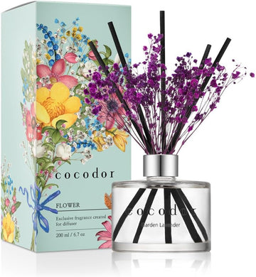 Flower Reed Diffuser Set / 6.7oz / Garden Lavender/Scent Diffuser with Sticks Home Fragrance Oil Reed