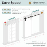 Sliding Closet Door 72"×80" (Double 37"), 5 Panels Bypass Barn Doors with Hardware Track Kit Include