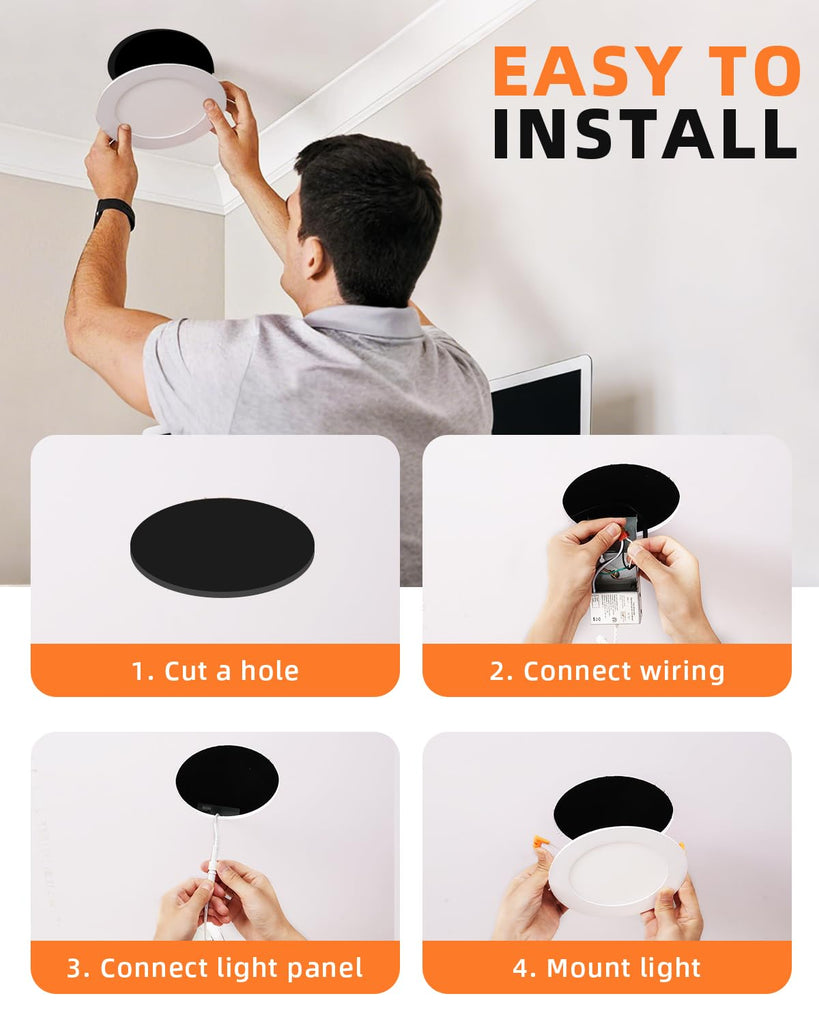 Recessed Lighting 6 inch - 12W 1100LM High Brightness,5CCT 2700K/3000K/3500K/4000K/5000K Selectable,Ultra-Thin LED