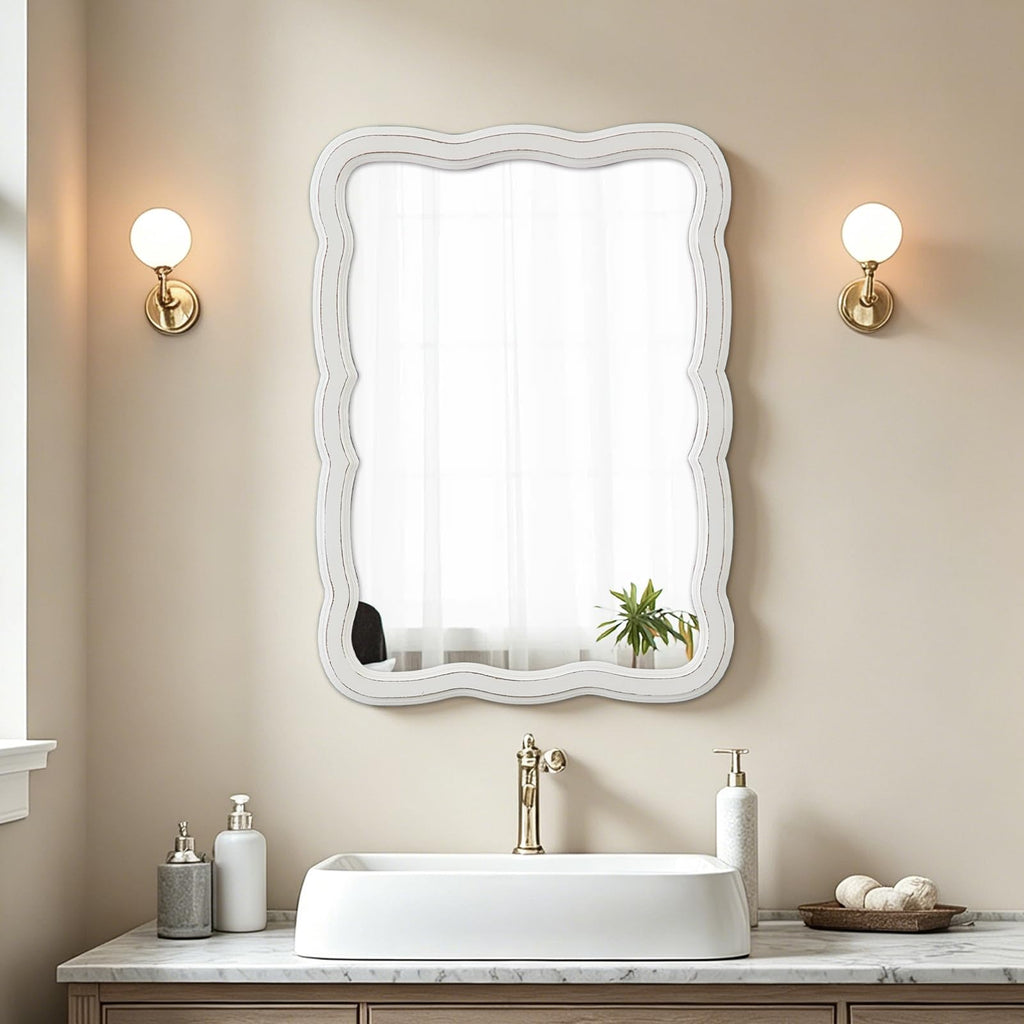 Farmhouse Decorative Scalloped Wall Mirror 22 X 30 Inch