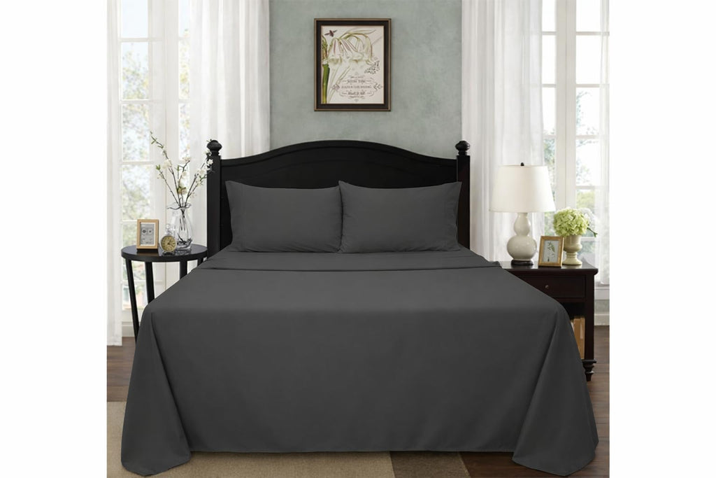Percale Cotton Sheet Set Full Size, 4‐Piece, 100% Combed Cotton Sheets, Crisp & Cool, 16 in Deep‐Pocket Fitted Sheet