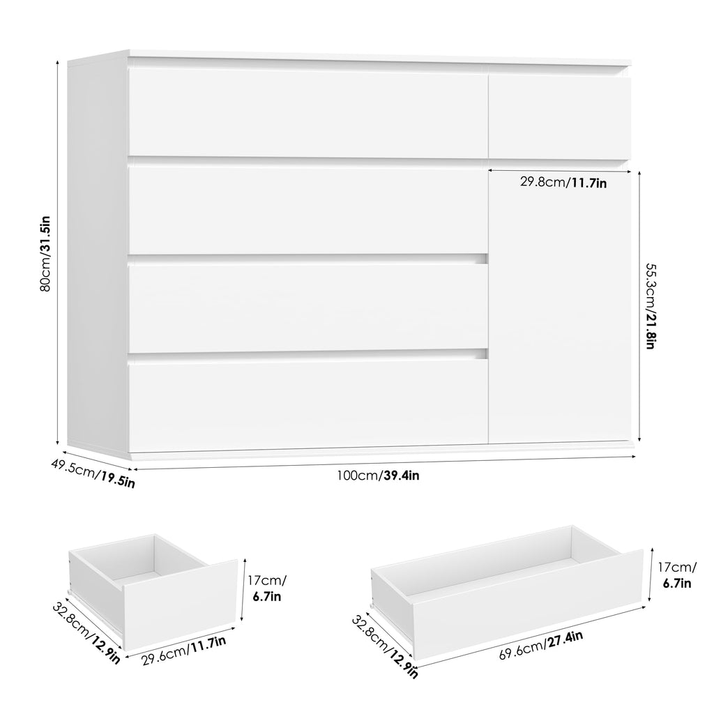 White, Wide Chest of Drawers