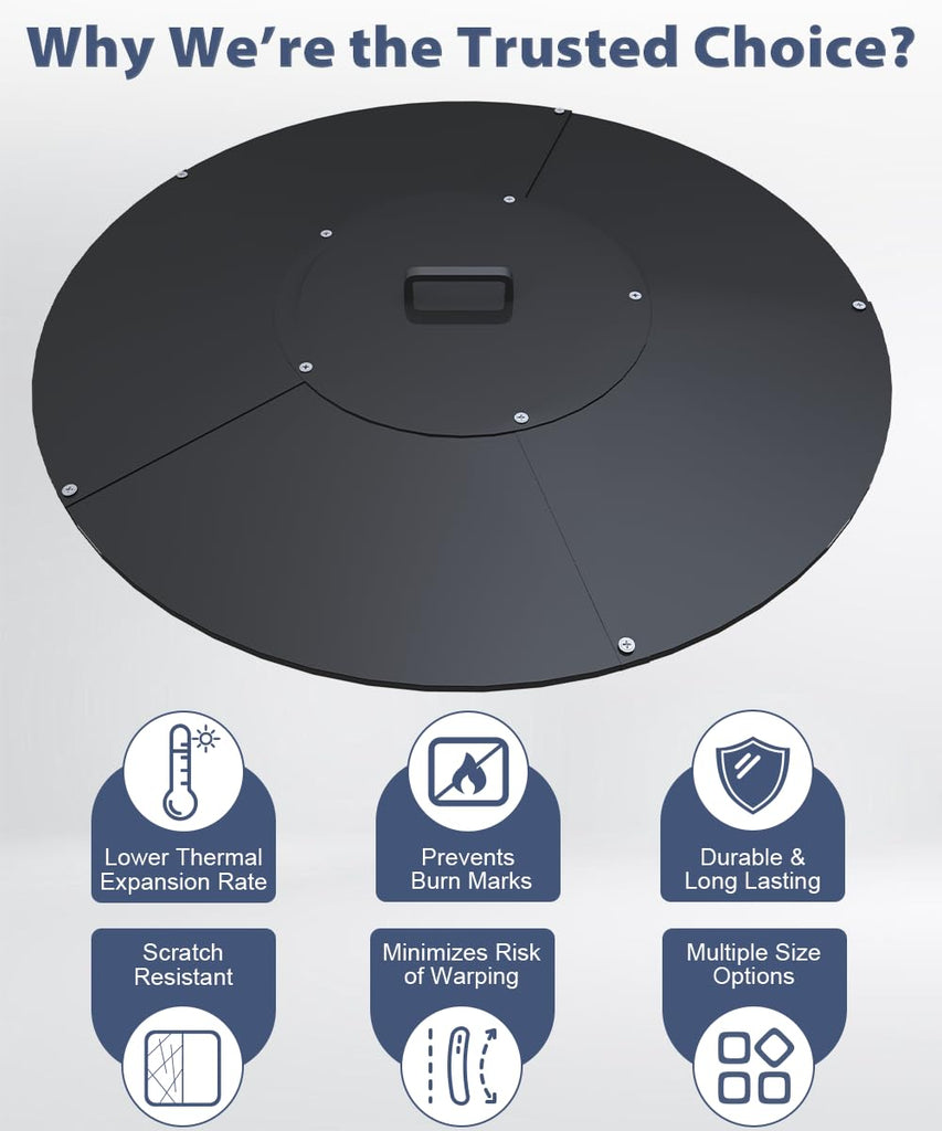 20" Round Fire Pit Lid Fits for Bonfire Pits up to 18", Metal Cover with Handle, All-Weather Resistance Outdoor