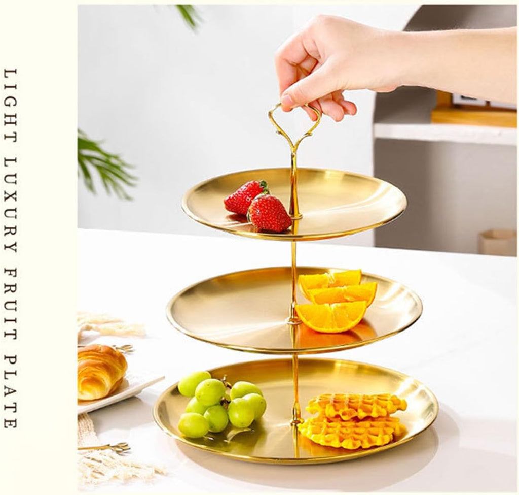 Stainless Steel 3 Tier Cupcake Stand, Tiered Trays Three Layer Cake Stand 3 Tier Serving Tray Platters for Pastry