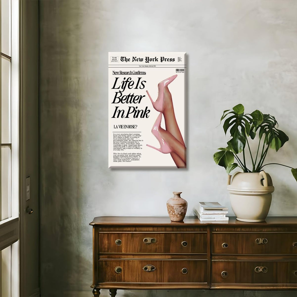 Trendy Baby Pink Poster 70s Canvas Prints The New York Press Wall Life Is Better in Pink Hot Girl Posters Preppy