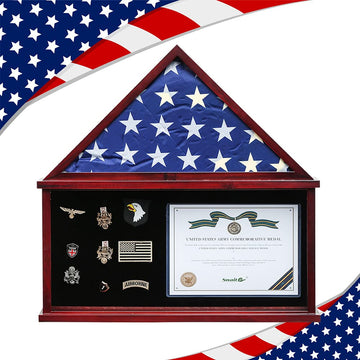 Flag Display Case Large Military Shadow Box for a Folded 5'x9.5' Flag