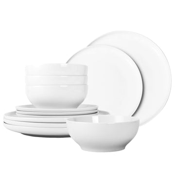 4-Person Dinnerware Set, 12-Piece Plates & Bowls Collection