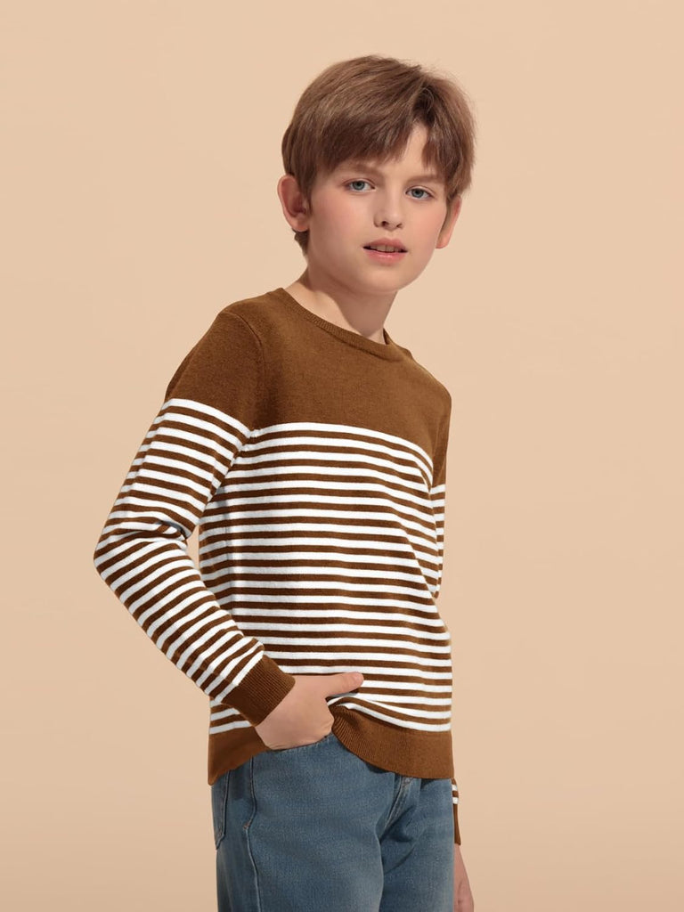 Boys Striped Sweaters Kids Crewneck Pullover Sweater