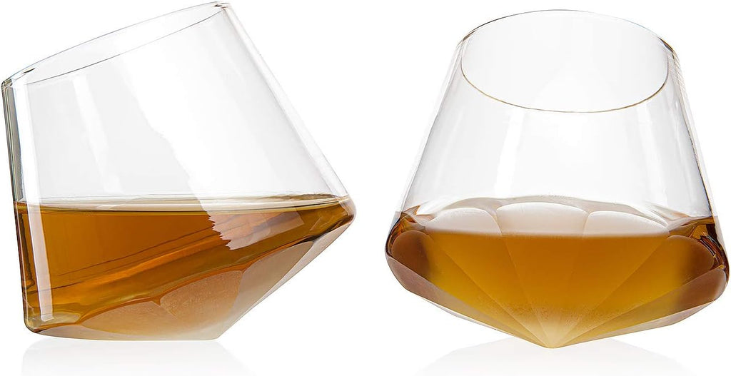 Diamond Whiskey Decanter l With 2 Diamond Glasses Decanter Set, Diamond Wine Glass Holding Base With 2 Diamond - Set of 3