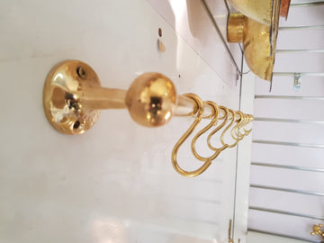 Unlacquered Brass Wall Kitchen Mount Pot Rack, Pot And Rail, Brass Kitchen Rack, Hanging Rack, Pot rail with S Hooks