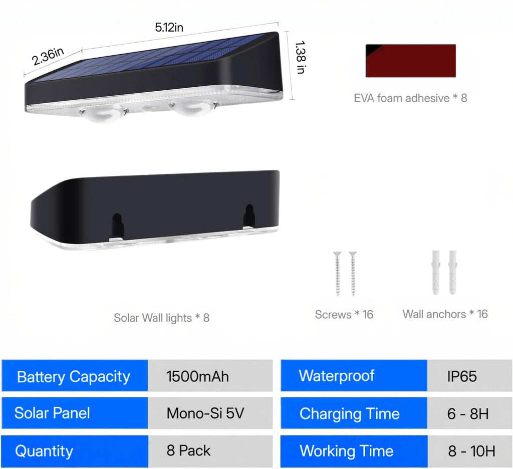 Solar Lights Outdoor for Fence, Wall, Step, Deck, Railing, Porch, Address