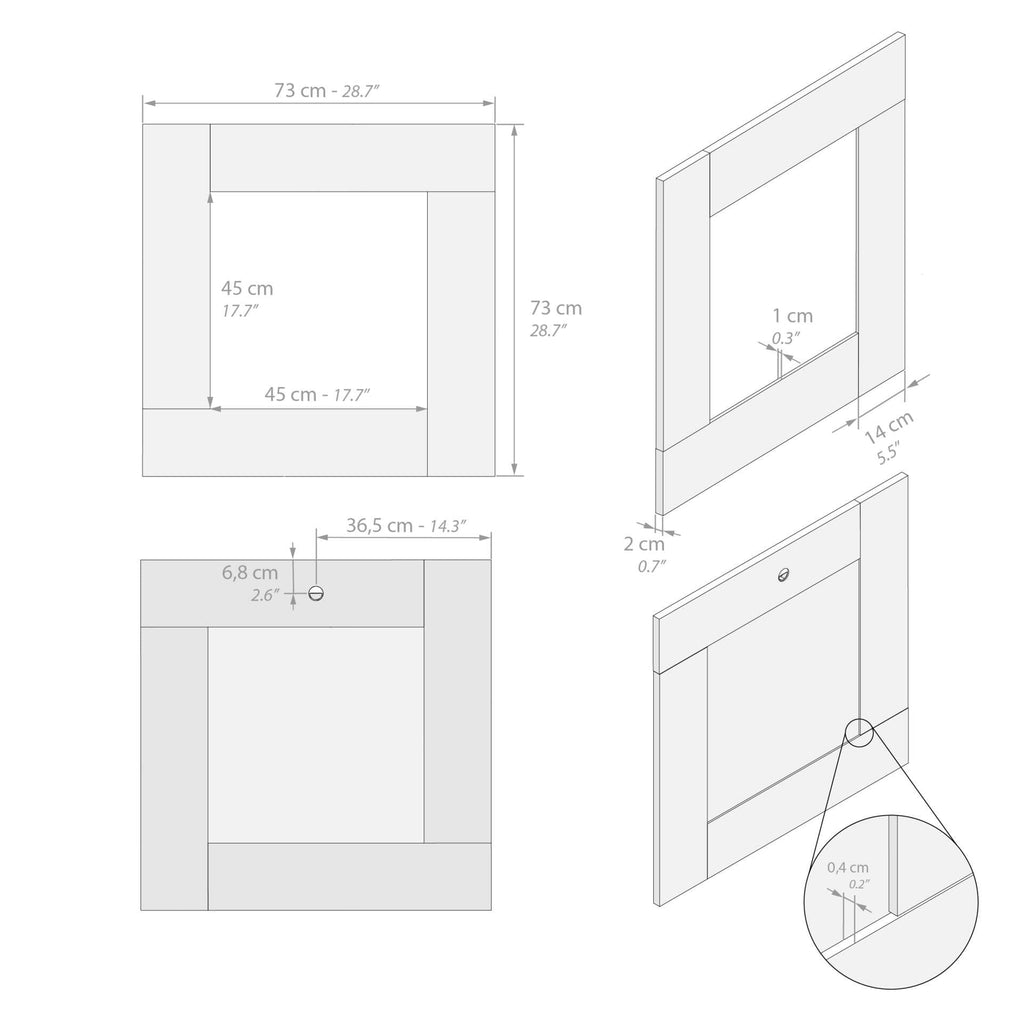 Evolution Square Wall Mirror, 28.7 x 28.7 in, Concrete Effect, Grey, Made in Italy