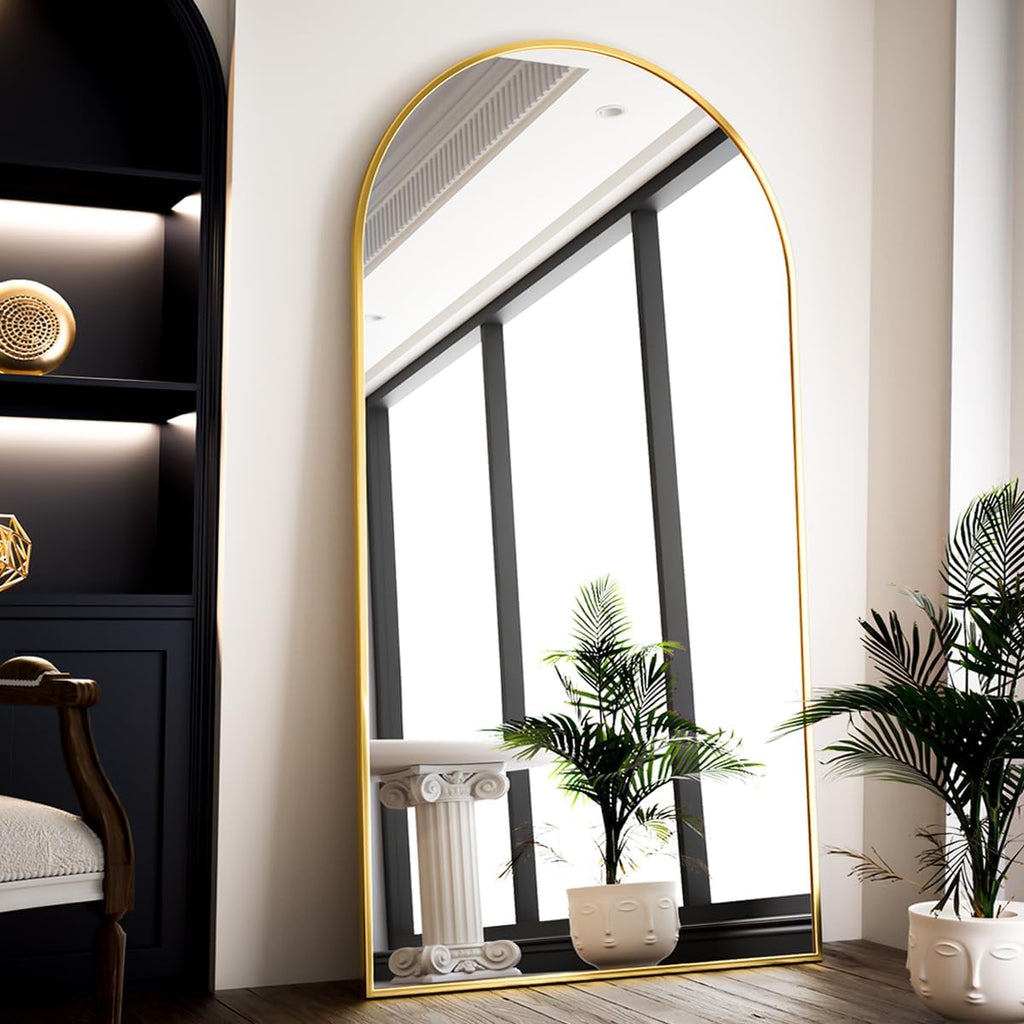 35"x78" Gold Large Arched Floor Full Length Dressing Body Mirror