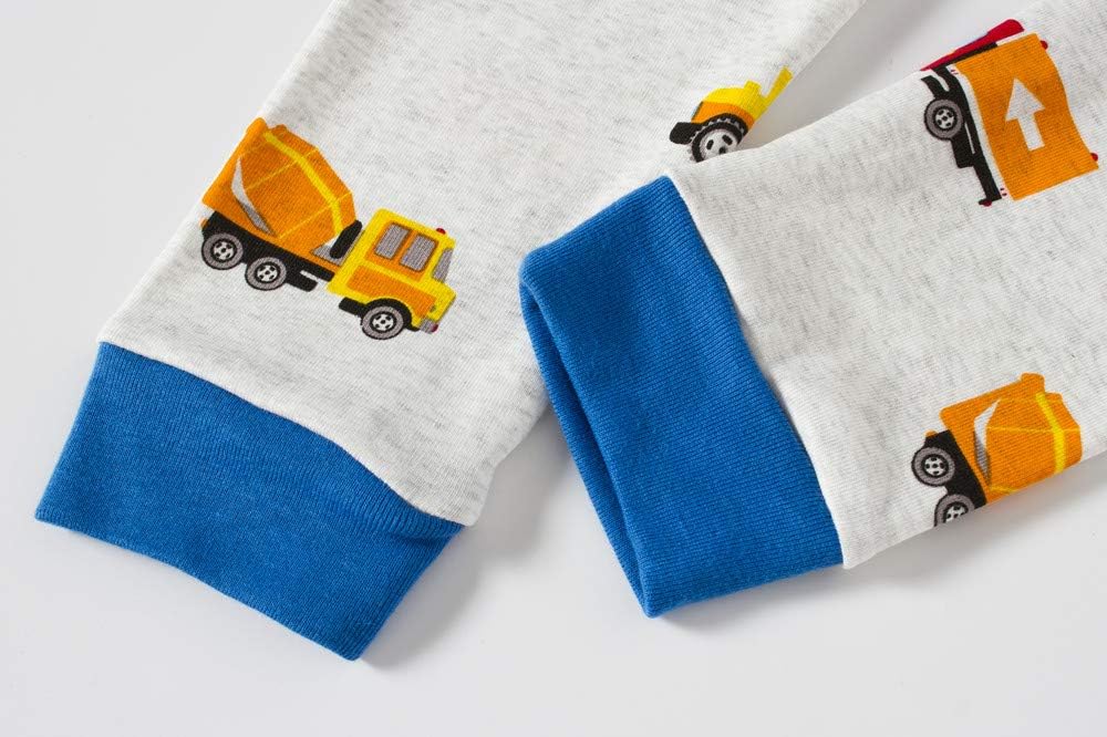 Boys Pajamas 100% Cotton Truck Pjs Toddler 2 Piece Sleepwear Kids Winter Clothes Set -10t