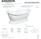 VTPDS602827 Aqua Eden 60" Acrylic Double Slipper Pedestal Tub, Glossy White