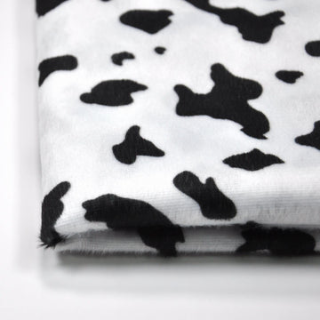 59" Wide Cow Print Velboa Short Fur Pile Upholstery Drapery Clothing Polyester Fabric by The Yard (Cow one Yard)