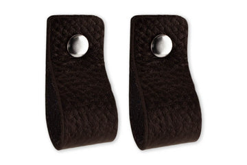 Black Leather Drawer Pulls - 2 Pack - 4-15/16 x 1 Inch - Modern, Minimalist Style - Easy to Install - Ambidextrous