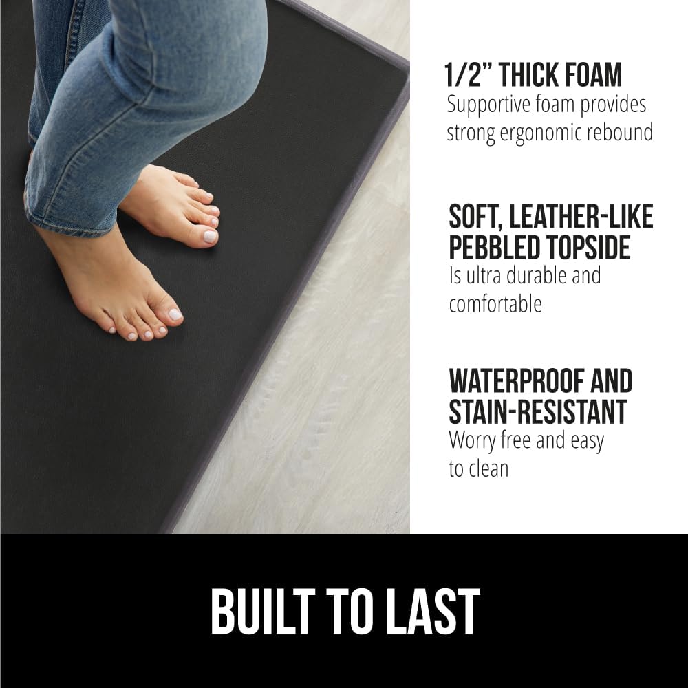 Comfortable Cushioned Kitchen Mats for Floor, 1/2 Inch Thick Ergonomic Standing Desk Anti Fatigue Mat, Waterproof and