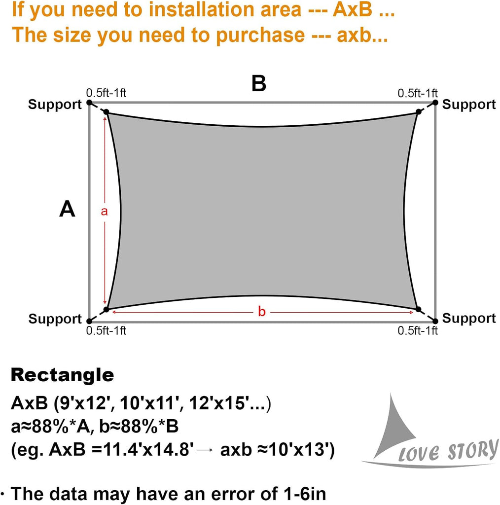 13' x 20' Rectangle Sun Shade Sail for Outdoor Patio, Brown | HDPE Fabric, 95% UV Block, Breathable Sunshade, Canopy