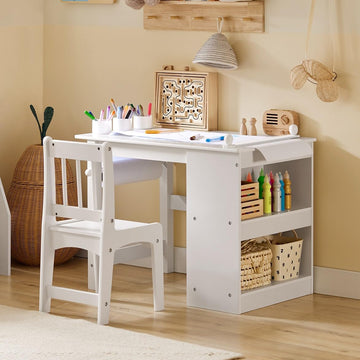 Kids Craft Table and Chair Set with Paper Roller