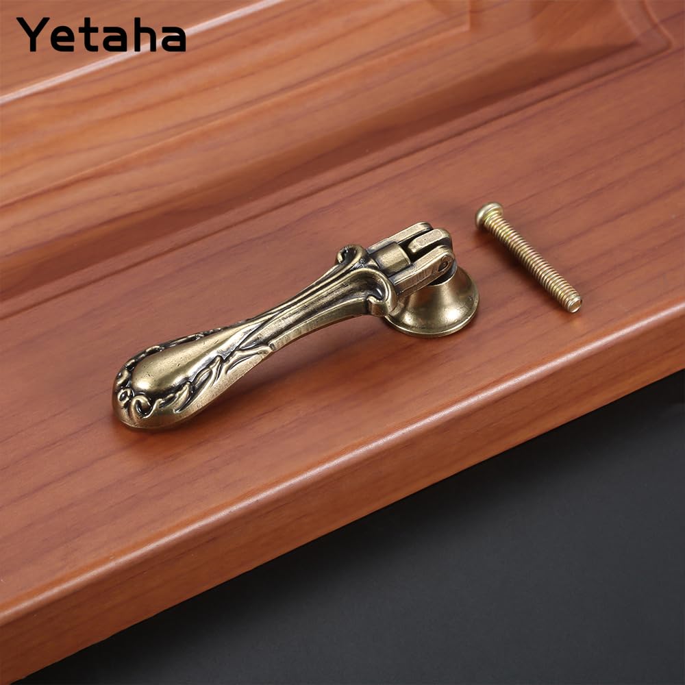 4Pcs Bronze Antique Teardrop Carved Pendant Pulls with Screws