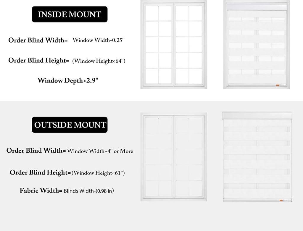 Zebra Blinds for Windows Corded Blackout Dual Layer Privacy Shades Light Control for Day and Night Home Office (White