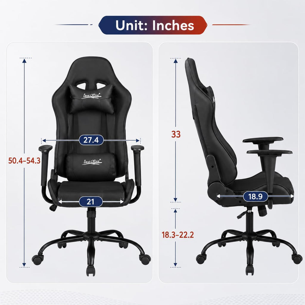 Gaming Chair Office Chair Desk Chair with Lumbar Support Headrest Armrest Task Rolling Swivel Ergonomic E-Sports
