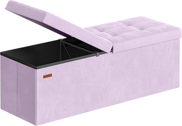 Velvet Storage Ottoman, Folding Storage Bench , Toy Chest, Ottoman Coffee Table, 15 x 43.3 x 15 Inch, Hibiscus