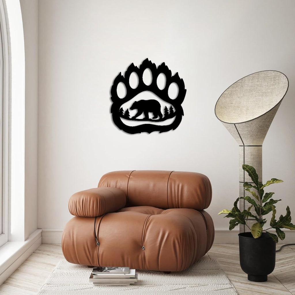Bear Paw Forest Silhouette Metal Wall Art Decor Outdoor Decor Metal Signs Rustic Farmhouse Style Stunning Wall Decor