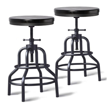 Vintage Industrial Bar Stool - Rustic Swivel - Round Wood Metal - Kitchen Counter Height Adjustable - Pipe Stool