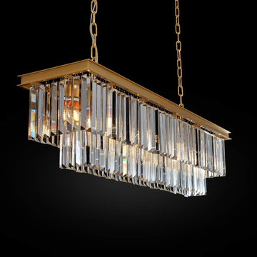 Inspired Odeon Style Gold Rectangular Crystal Linear Chandelier L39.4" W10.2" - A107-B07L5J8VMB