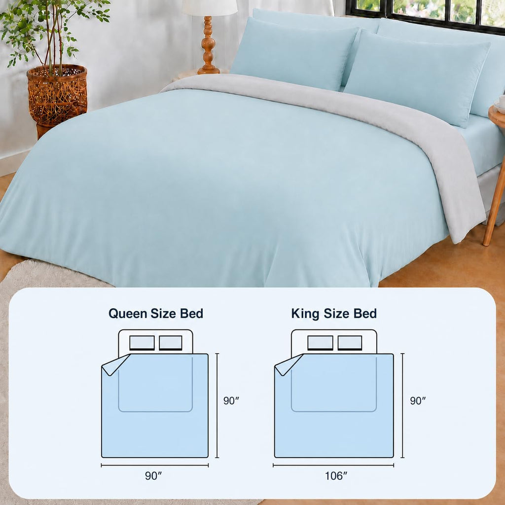 Double-Sided Cooling Comforter Queen Size, Ice Silk Summer Blanket, Smooth No-Stripes, No-Seam, Edge-Free Design