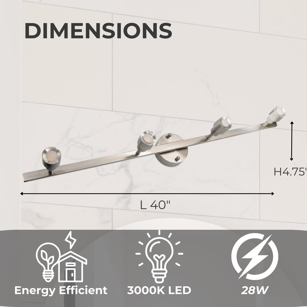 4 Light LED Track Lighting Fixtures Ceiling Flexible 4 Way LED Track Lighting Kit for Bar Kitchen Shop Exhibition