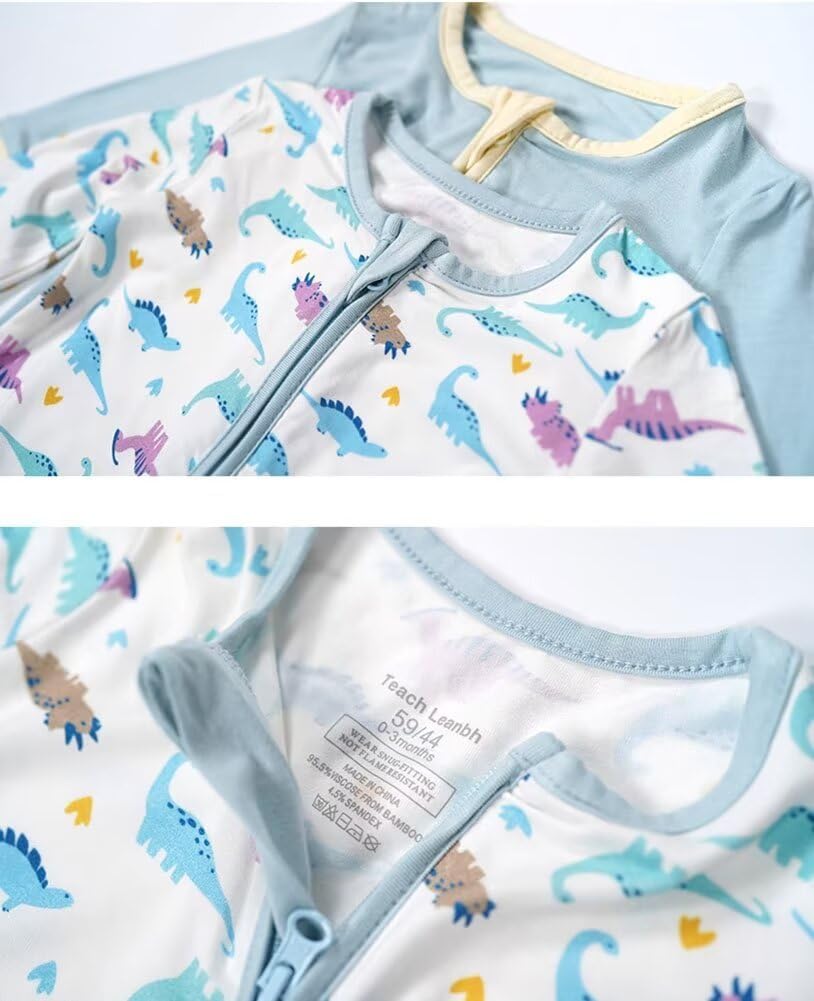 Unisex Baby 2 Pack Bamboo Viscose Pajamas with Mittens and Feet Cuffs