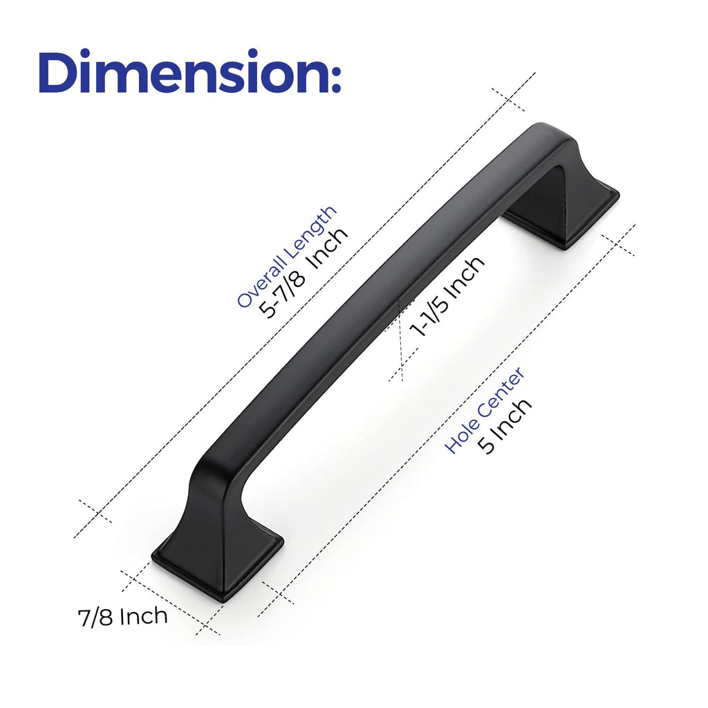 Matte Black Square Foot Arch Cabinet Pulls 5 Inch 30 Pack