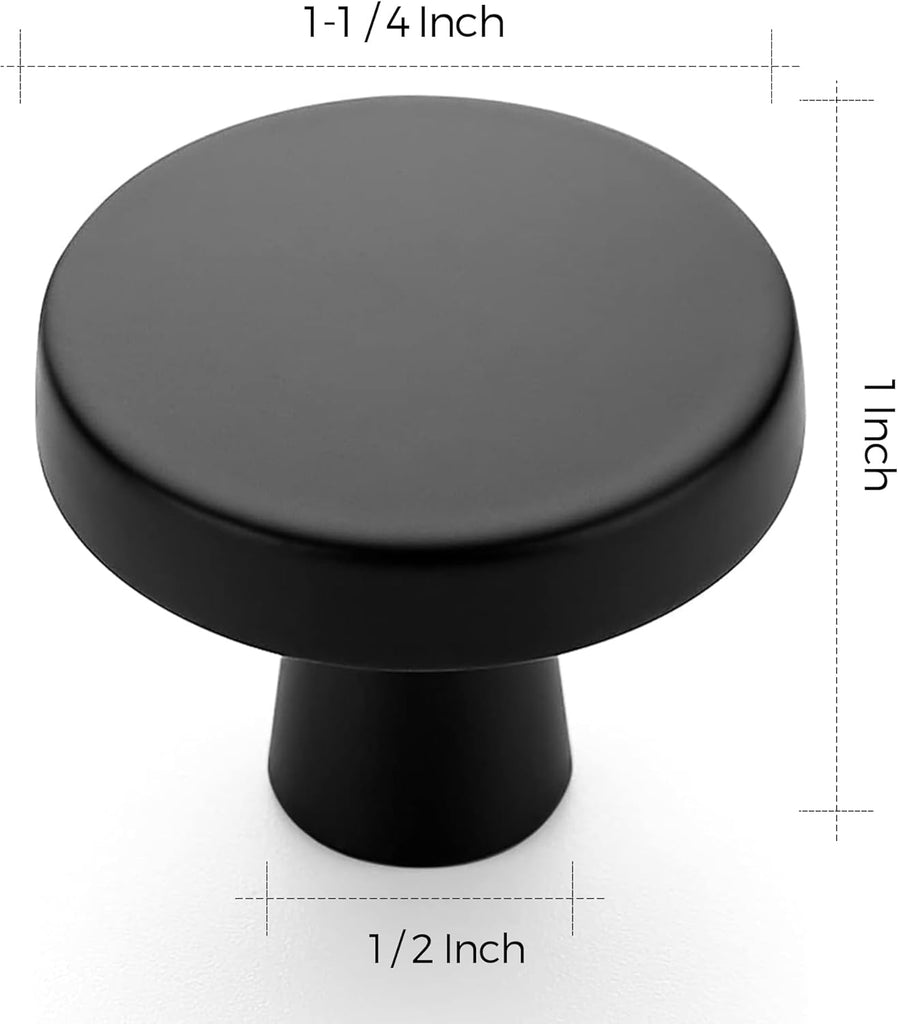40 Pack 1-1/4 Inch Kitchen Cabinet Knobs Solid Round Dresser Drawer Knobs Matte Black Dresser Knobs Simple Cabinet