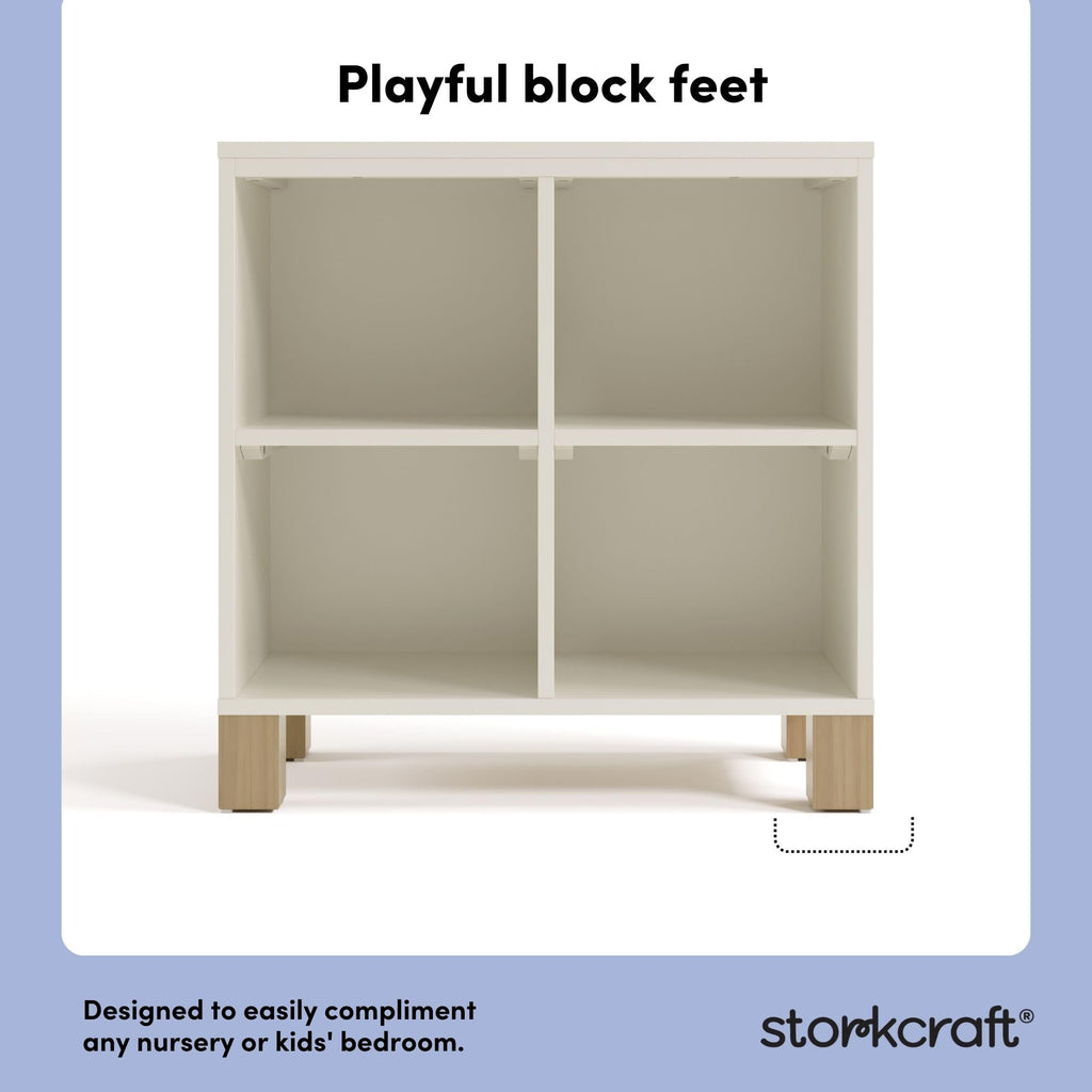 California Cube Organizer Bookcase, Frosted Oat with Driftwood
