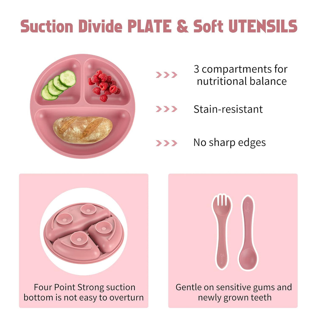 Feeding Set, Suction Plate Bowl for Baby Led Weaning