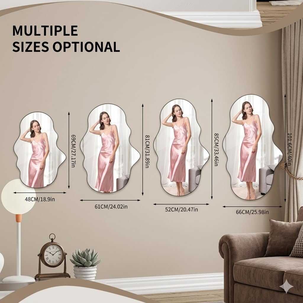 Full Length Wall Mounted Mirror, Full Body Irregular Mirror, 27x19''