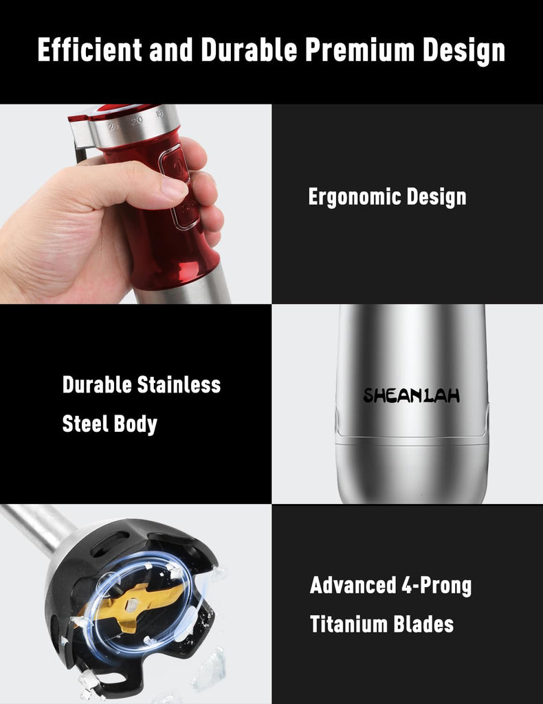 Powerful Immersion Blender handheld, 2026 New Update Hand Blender, Scratch-Resistant Corded Hand Mixer with