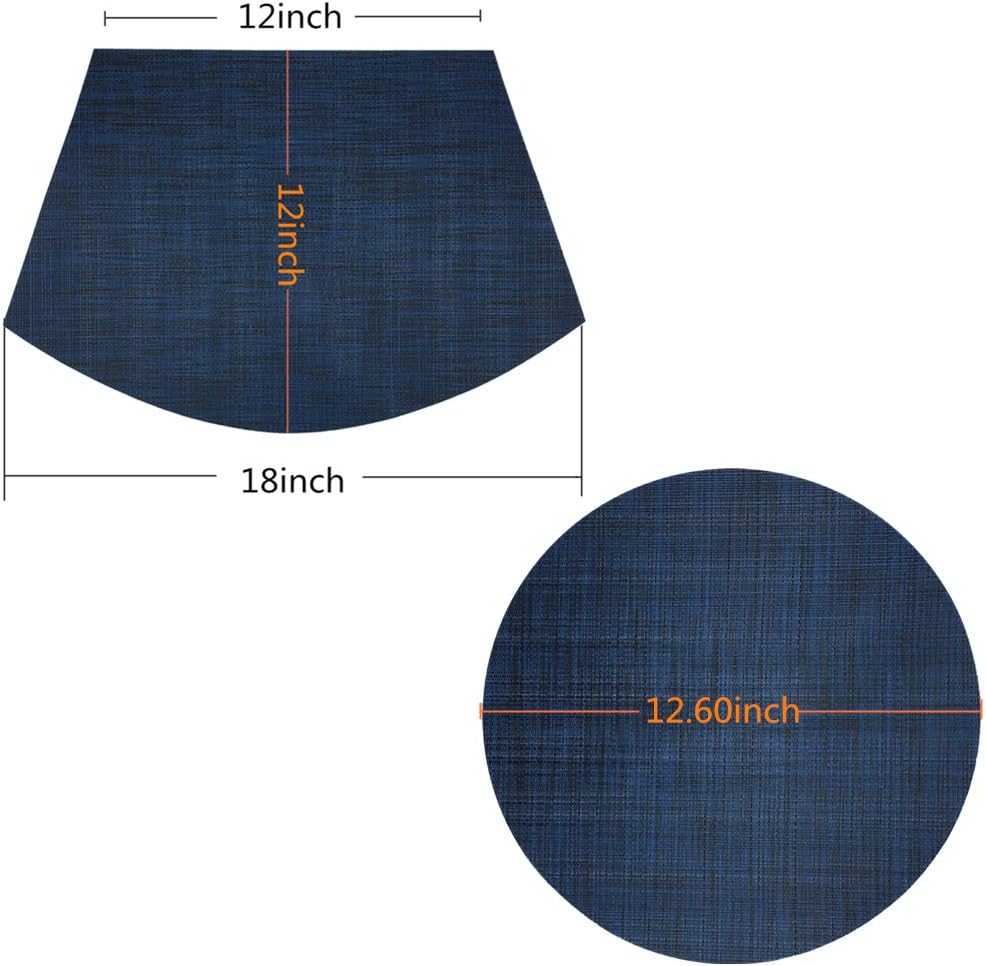 Wedge Placemats, Round Table Placemats, Navy Blue - Set of 7