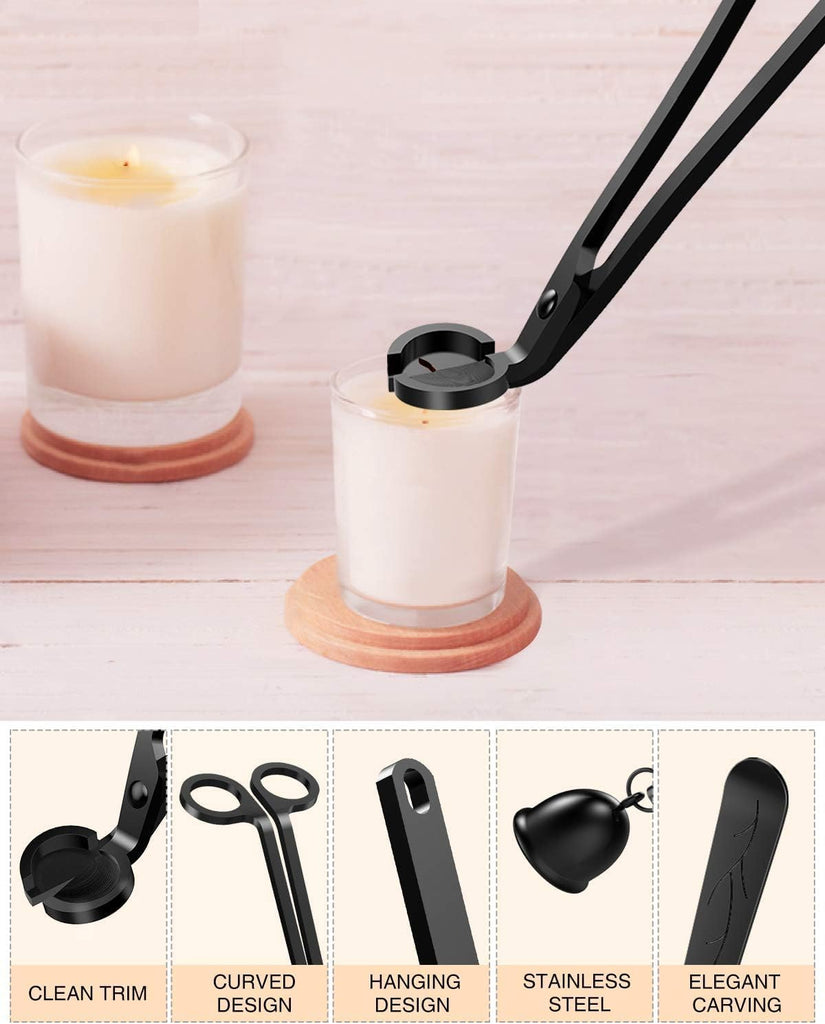 3 in 1 Candle Wick Trimmer Set, Snuffer, Dipper, Cutter, Black