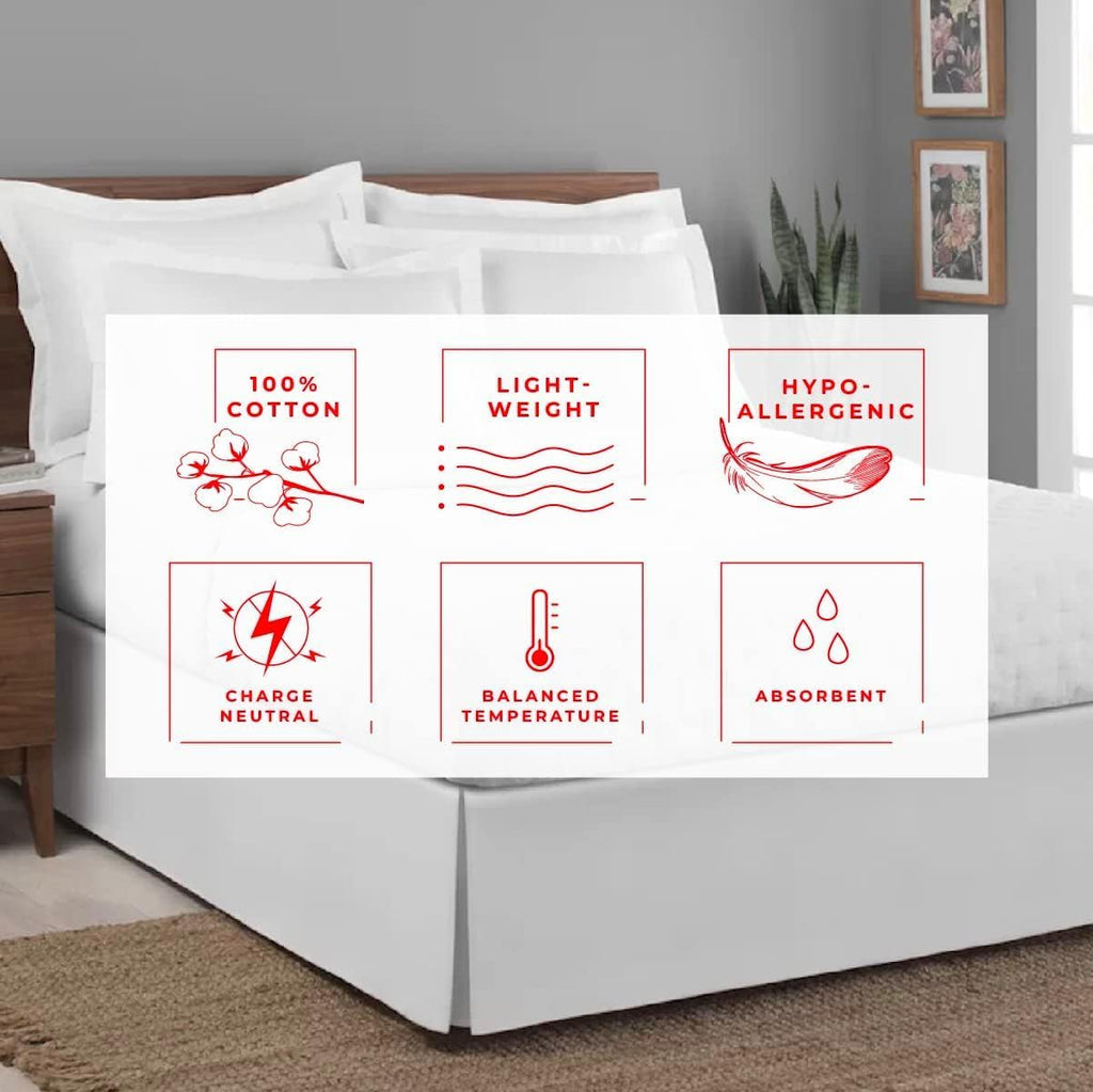 Split Corner Bed Skirt 16 Inch Drop King Size 100% Natural Cotton Wrinkle and Fade Resistant King Size, White Solid
