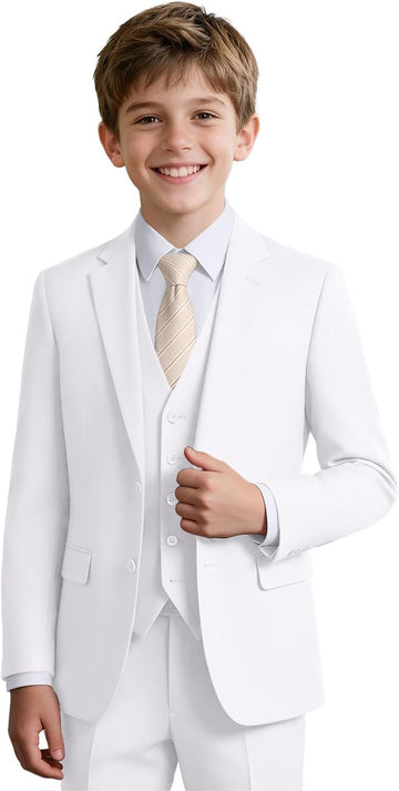 Boys' 5 Piece Suit Set with Shirt Tie Formal Slim Fit Kids Suits
