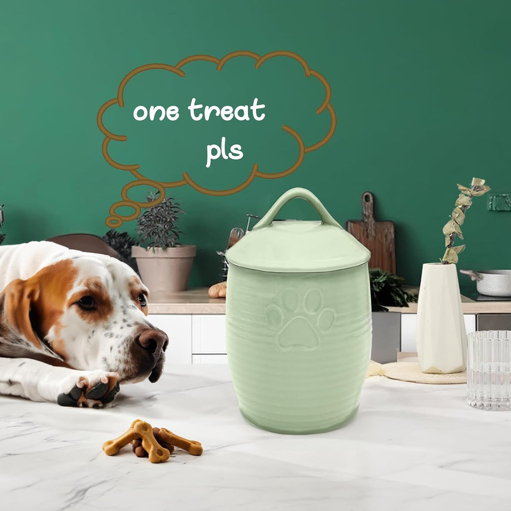 Large Dog Treat Container Airtight, Cute Dog Treat Jar with Lids, Rustic Dog Treat Storage Container, Ceramic Cat Food