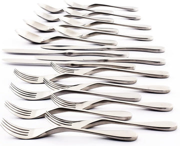 Silverware Set - 20-Piece Matte Silver Cutlery set - Ergonomic Design Utensil sets